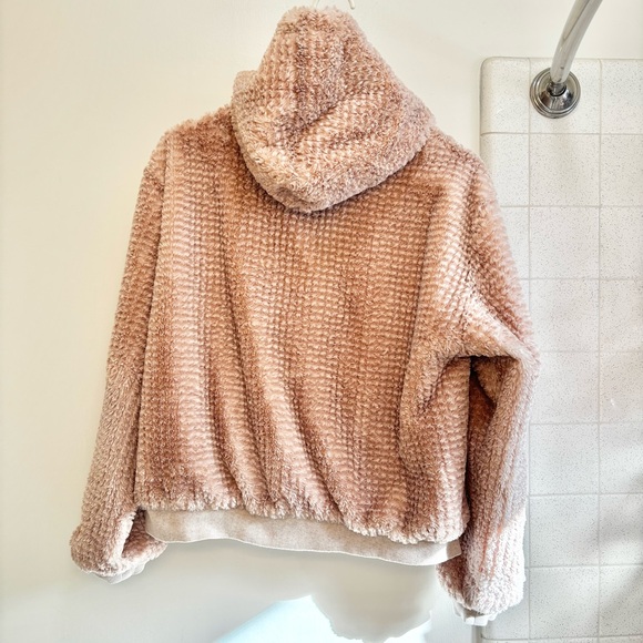 Anthropologie Saturday Sunday Pink Warm  Chenille Teddy Cozy Sweatshirt Medium - Picture 3 of 9